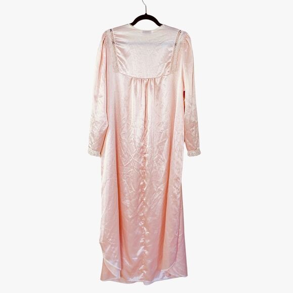 Christian Dior Vintage 80s Pale Pink Satin Lace Embroidered Nightgown Sz XL - Picture 5 of 16